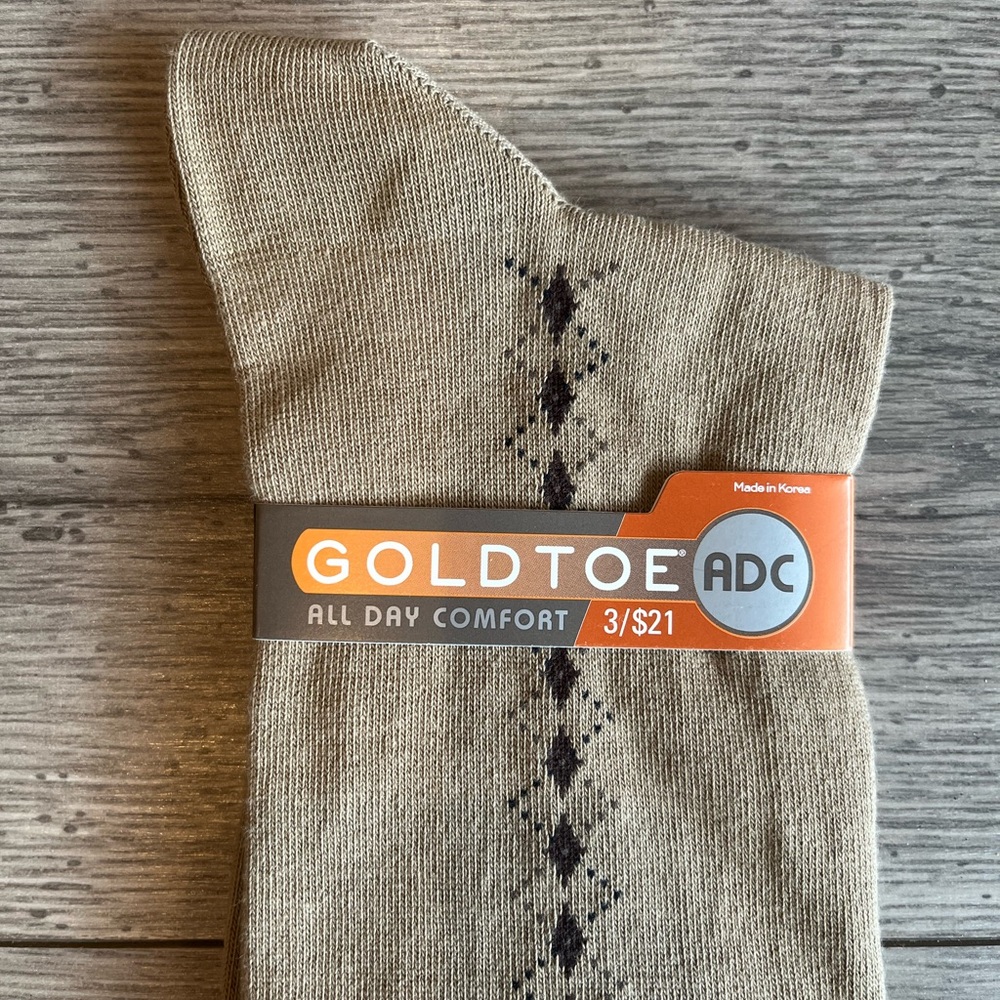 Goldtoe All Day Comfort Men’s AquaFX Jersey Dress Sock Khaki Pima Cotton NWT - Picture 3 of 6